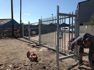 In Progress Fitting Steel Palisade Gates and Fence